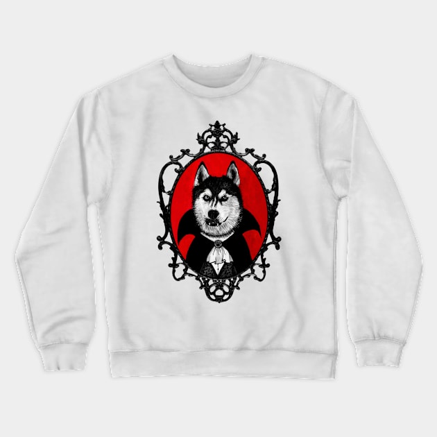 'Count Dogula' Dracula Vampire Crewneck Sweatshirt by Tasmin Bassett Art